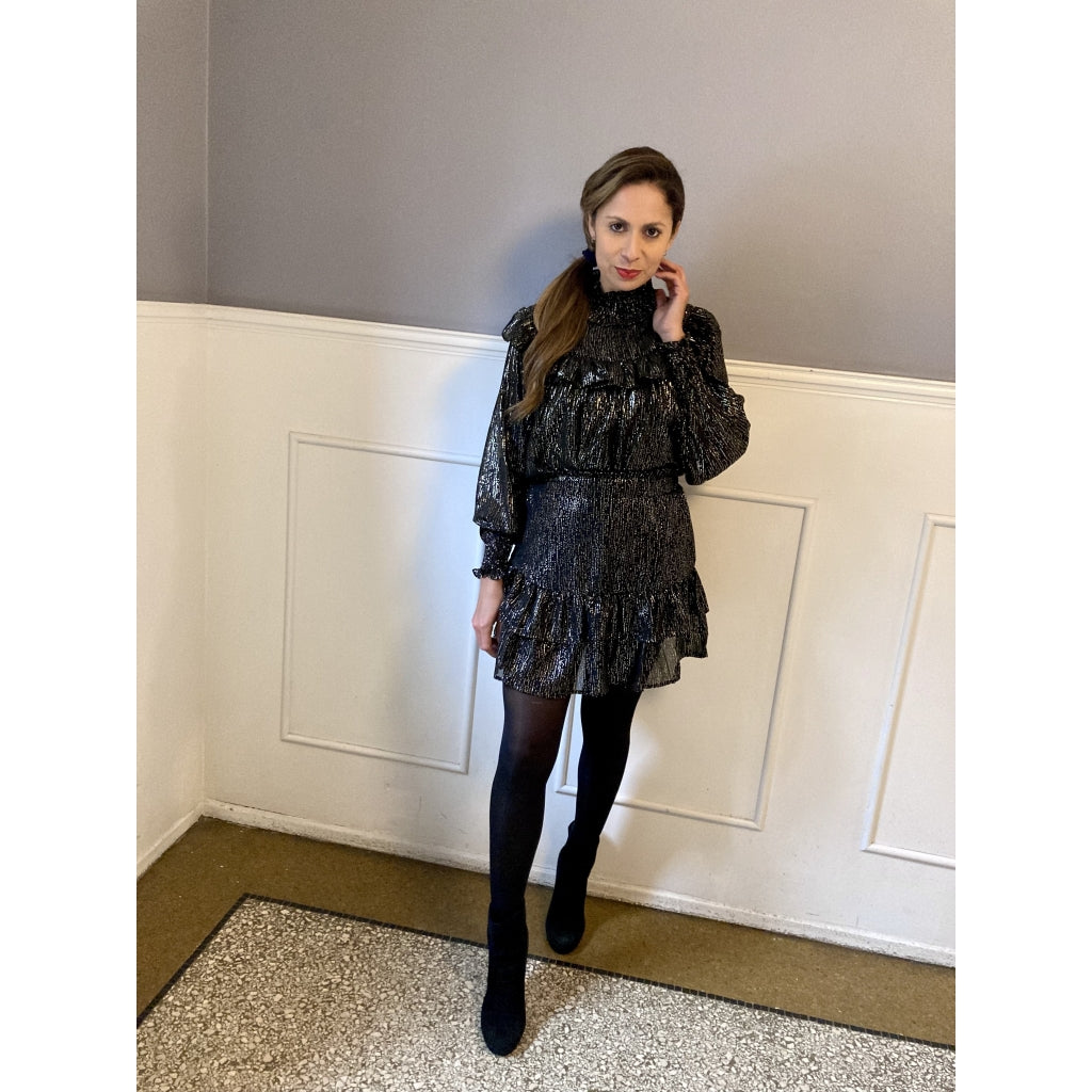 Continue Sally black-gold skirt Skirt Black w. gold