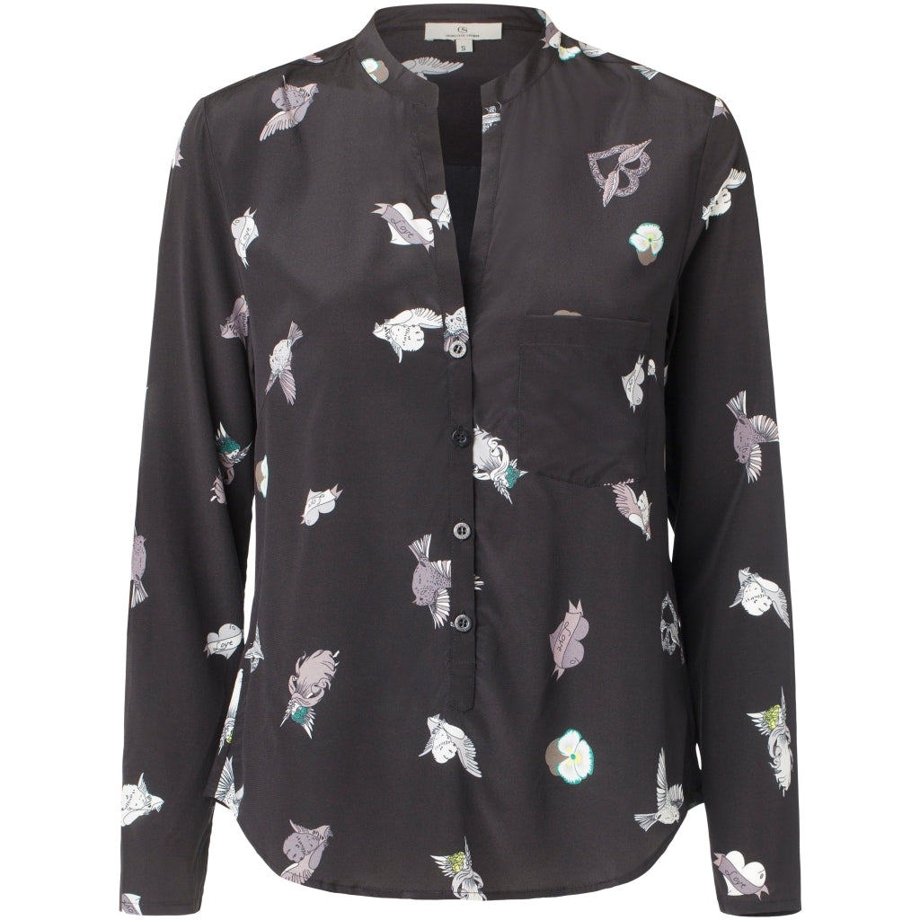 Charlotte Sparre Slim shirt - silk w/stretch Skjorter og bluser Black