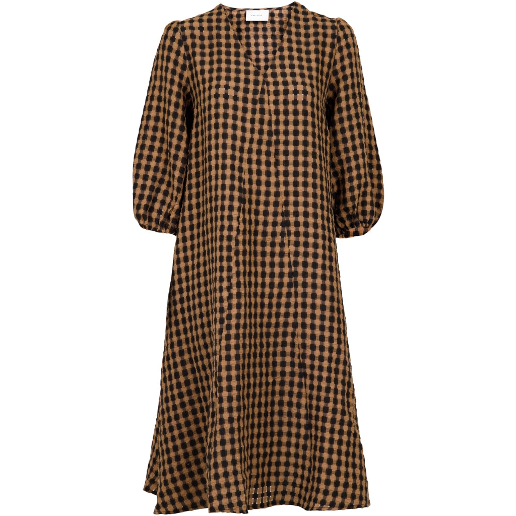Neo Noir Tasia airy check dress Dress Camel