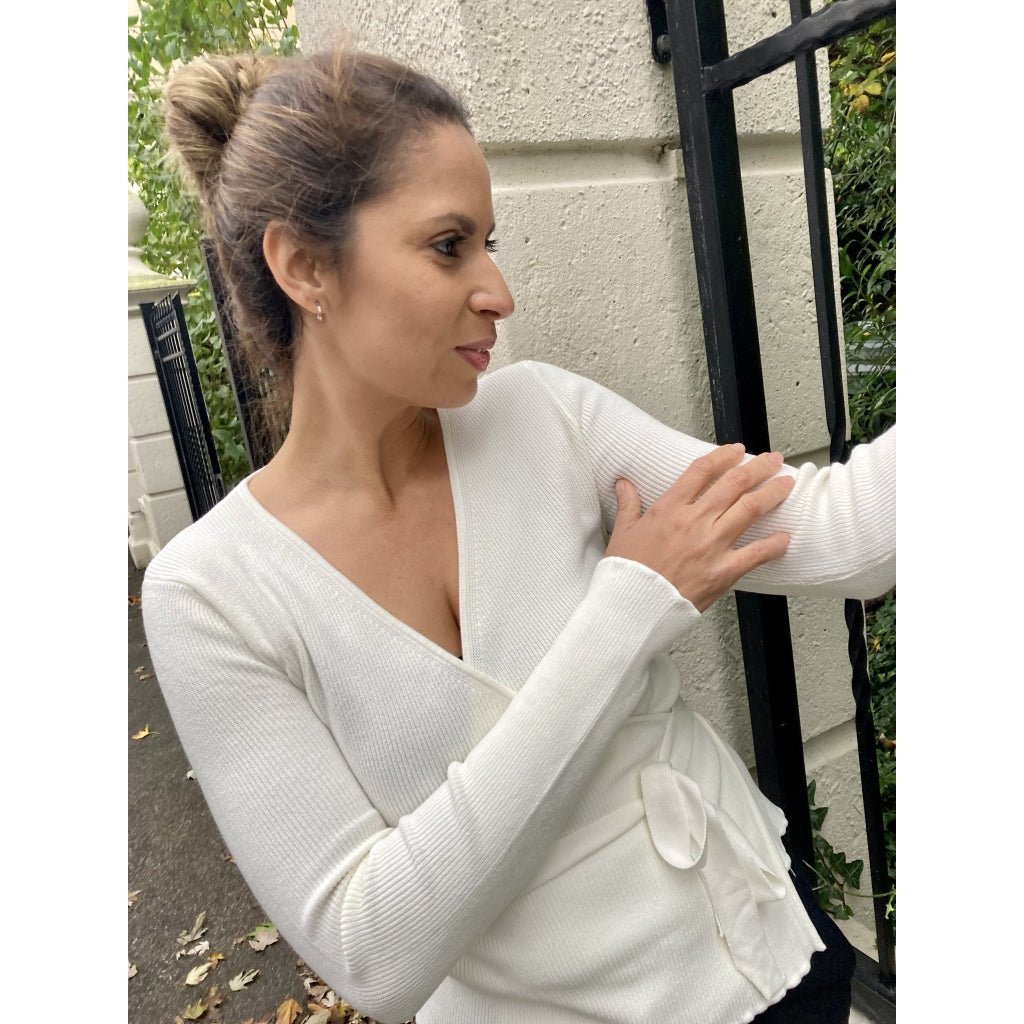 Neo Noir Tilly wrap knit blouse Knit Off white