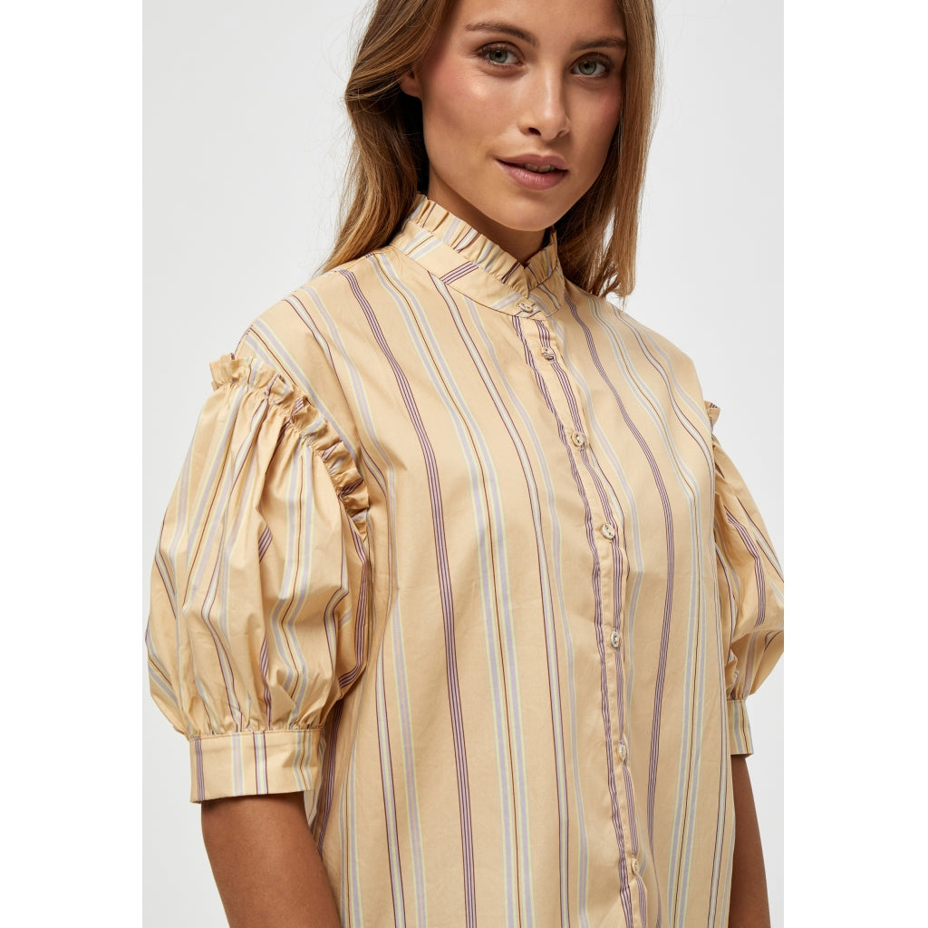 Minus Yuna shirt Skjorter og bluser Yellow straw stripes