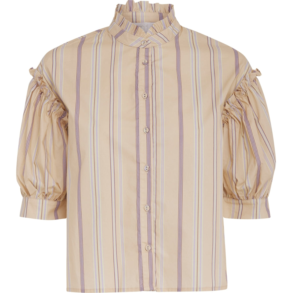 Minus Yuna shirt Skjorter og bluser Yellow straw stripes