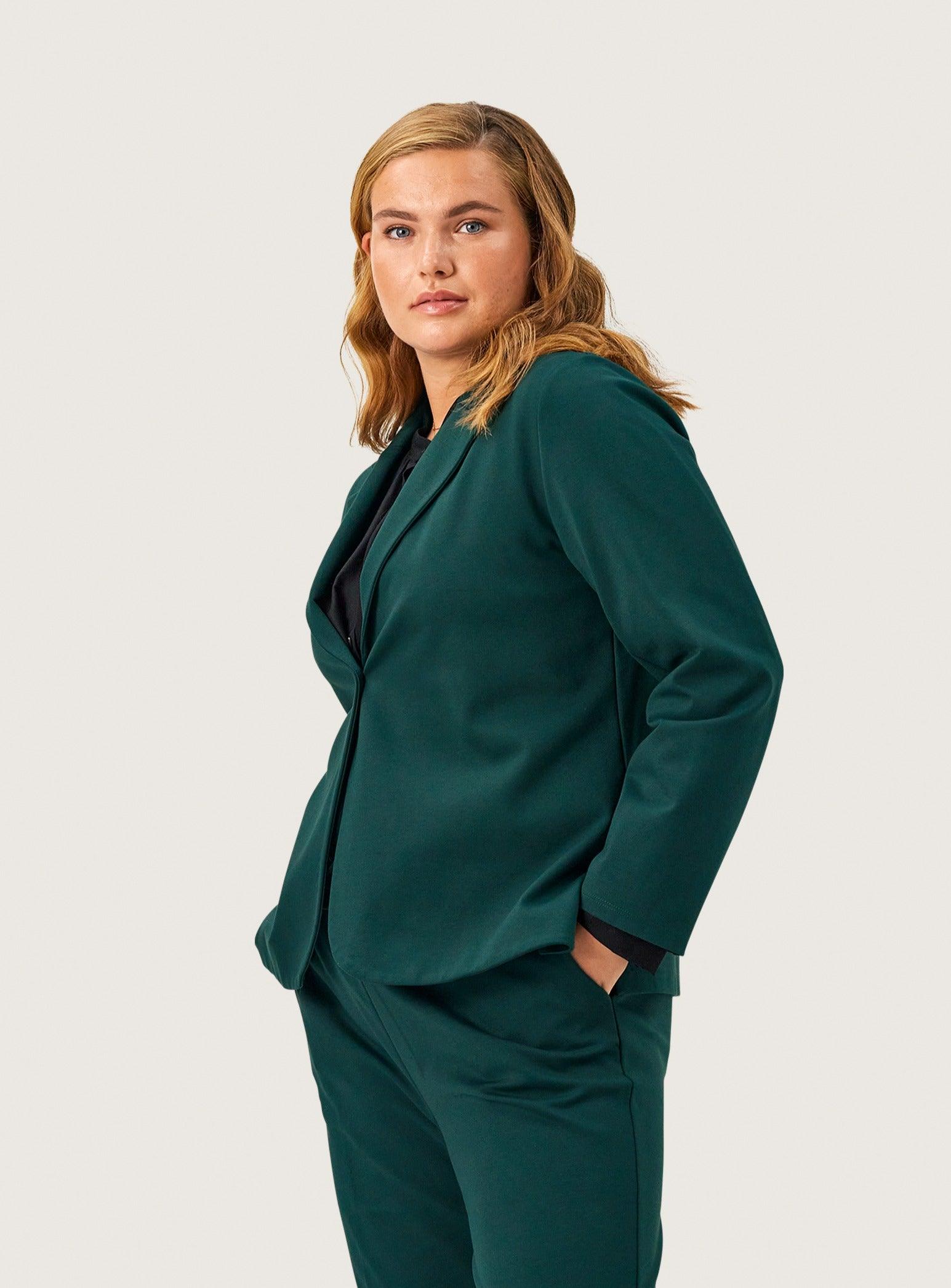 Carrie blazer i grøn jersey - Damernes Outlet