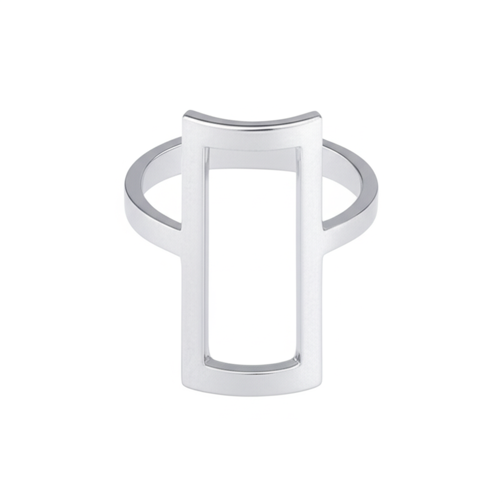 Dansk Copenhagen ring 1C1135 i forgyldt messing med geometrisk design.